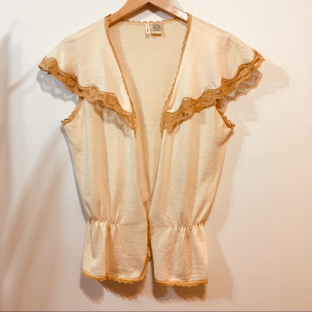 Moth- Anthropologie cream lace cardigan top
